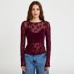 T-shirt ajust&eacute; manches longues prune femme