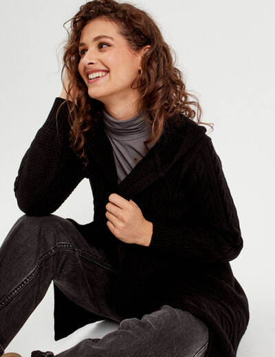 Gilet manches longues noir femme