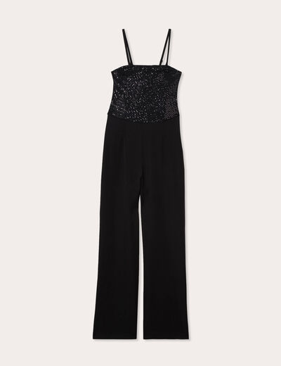 Combinaison pantalon sequins noir femme