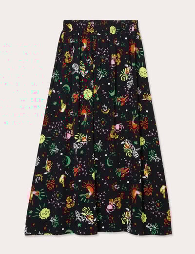 Jupe longue évasée noir femme