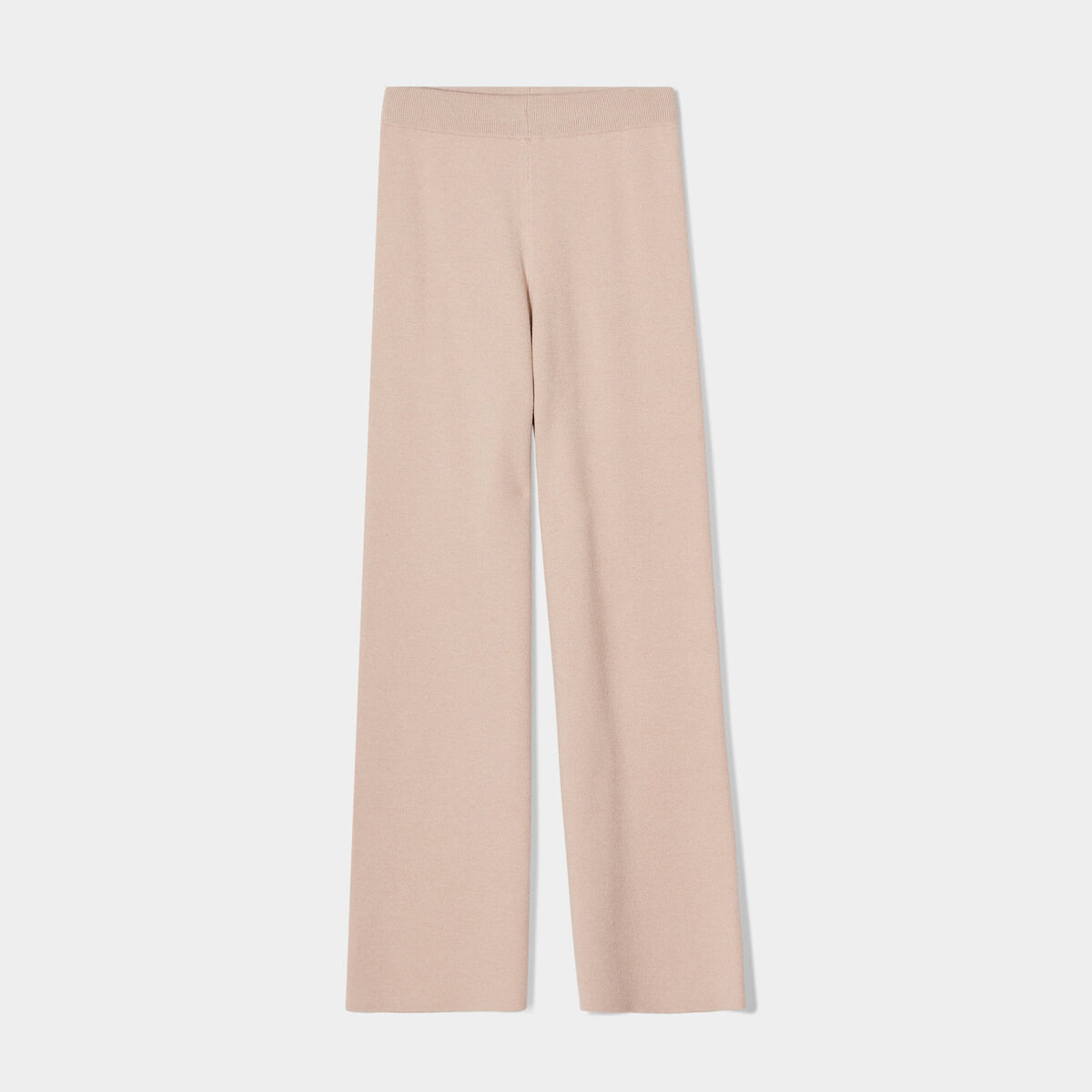 Pantalon tricot jambe large sable femme