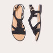 Sandales plates macramé noir femme