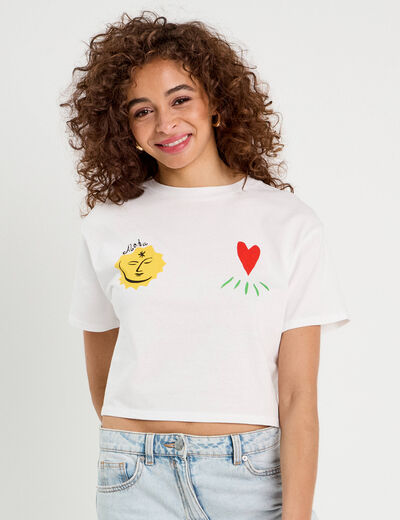 T-shirt cropped blanc femme