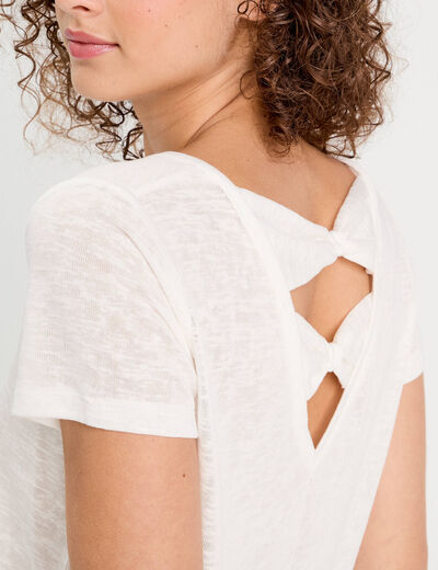 T-shirt noeuds dos ecru femme