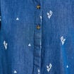Chemise droite en jean col montant blanc femme