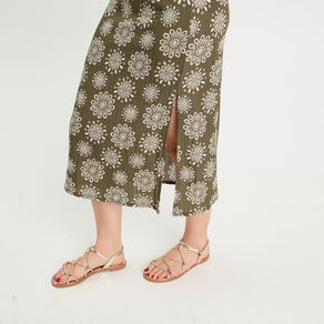 jupe midi evasee vert kaki femme Jupe midi évasée vert kaki femme