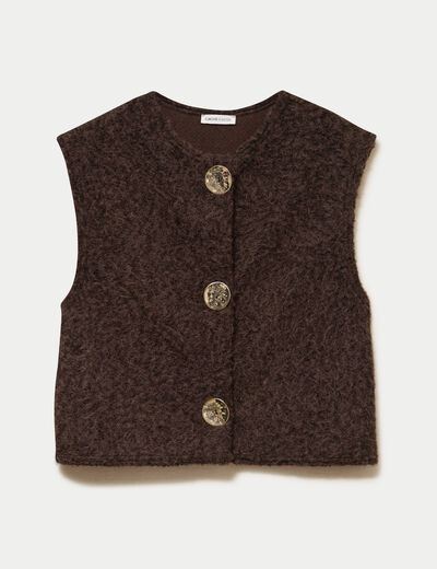 Gilet sans manches effet polaire marron fonc&eacute; femme