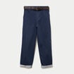 Pantalon chino 7/8&egrave;me taille &eacute;lastiqu&eacute;e bleu marine femme