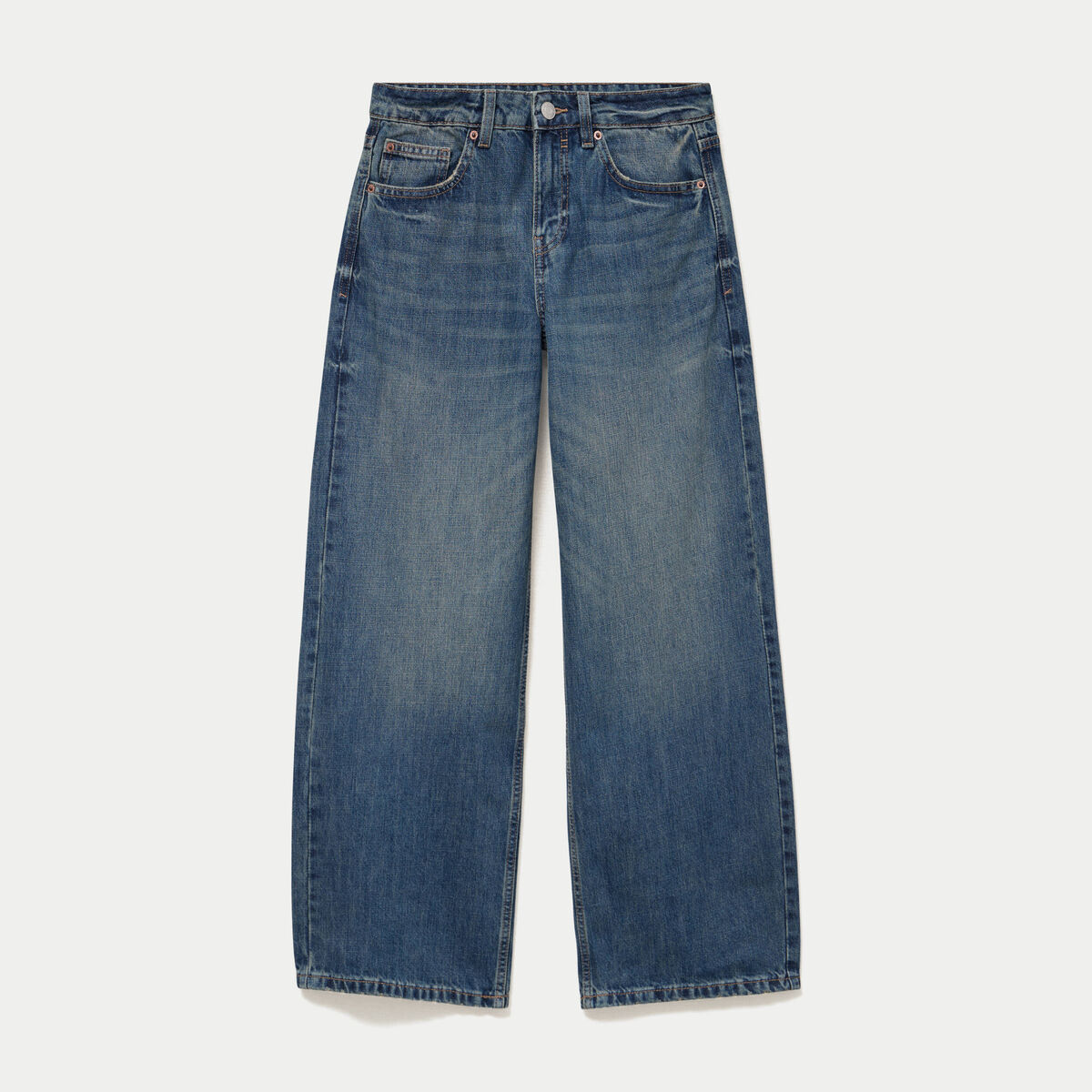 Jean wide leg taille basse denim double stone femme