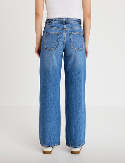 Jean wide leg ceinture taille standard denim double stone femme