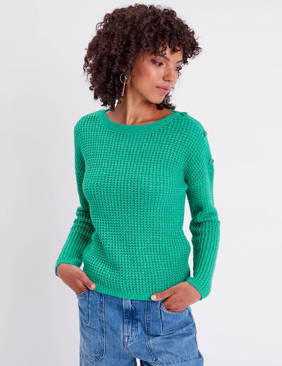 Pull manches longues vert femme
