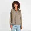 Chemise manches longues satin jaune femme
