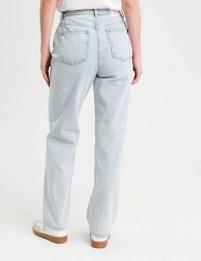 Jeans straight taille haute bleu gris femme