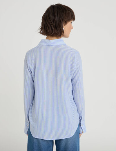 Chemise manches longues bleu femme