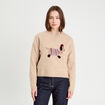 Pull manches longues et noeud beige femme