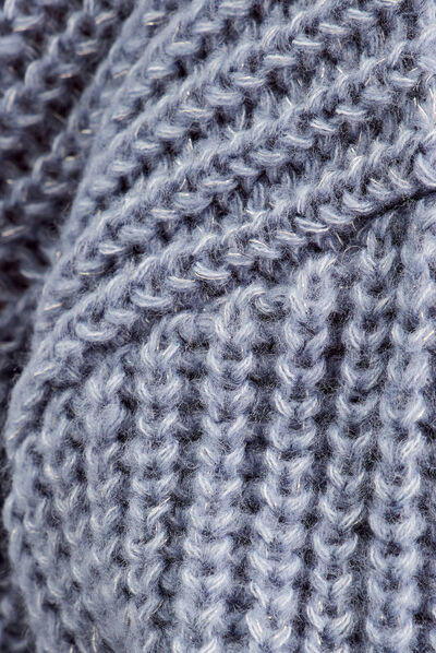 Pull avec col roulé bleu gris femme