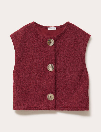 Gilet sans manches effet polaire rouge fonc&eacute; femme