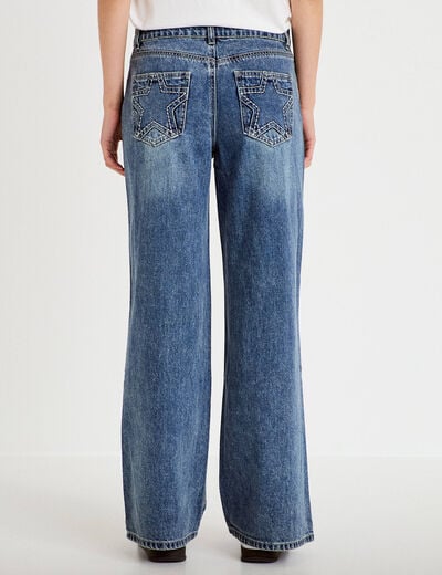 Jean wide leg taille basse denim triple stone femme