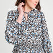 Robe évasée volantée noir femme