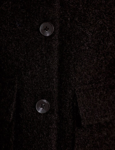 Veste droite bouclette col montant noir femme