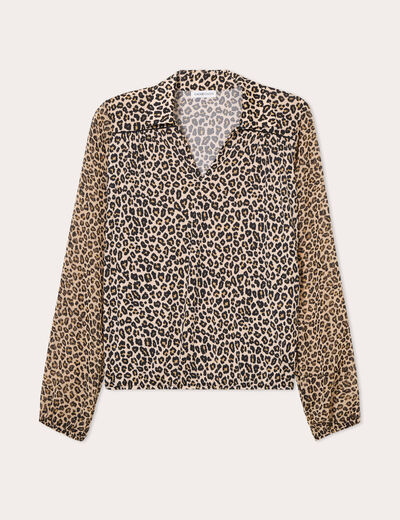 Blouse manches longues beige femme