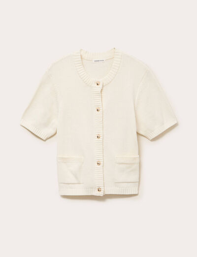 Gilet manches courtes ecru femme