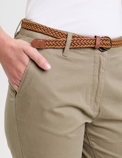 Pantalon chino 7/8ème vert femme