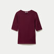 T-shirt ajust&eacute; col rond manches courtes bordeaux femme