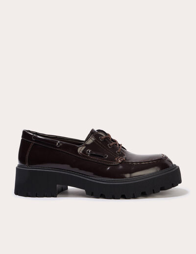 Mocassins &agrave; talon marron fonc&eacute; femme