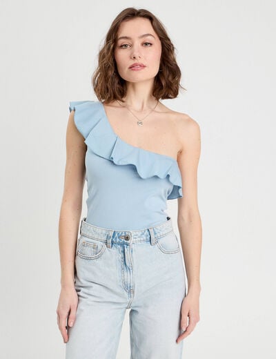 Débardeur asymétrique bleu clair femme