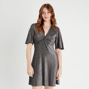robe evasee fils metallises gris argent femme Robe évasée fils métallisés gris argent femme