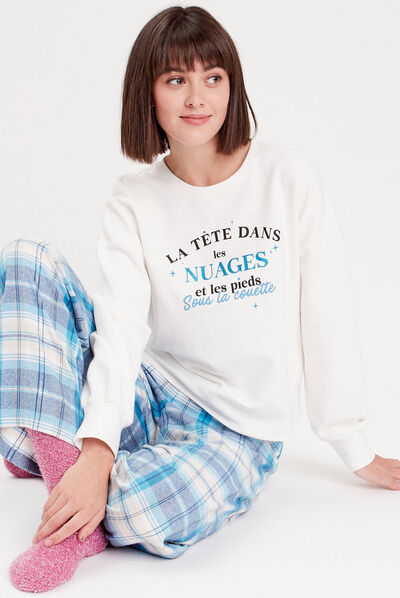 Ensemble pyjama 2 pièces bleu pastel femme