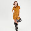 Robe droite boutonnée suédine camel femme
