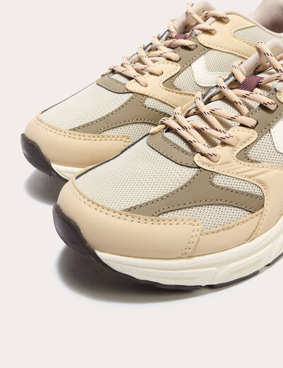 Baskets running à lacets sable femme
