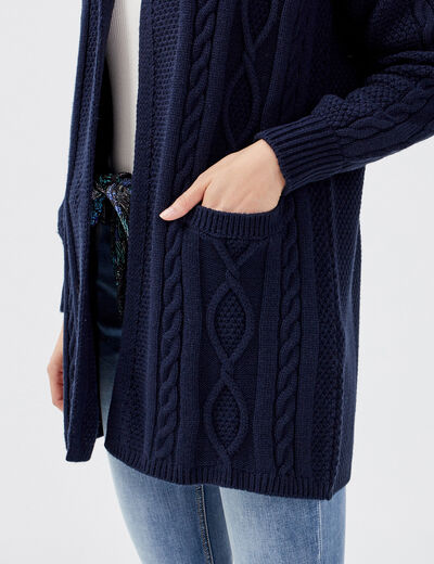 Gilet manches longues bleu marine femme
