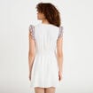 Robe courte &eacute;vas&eacute;e col v manches courtes blanc femme