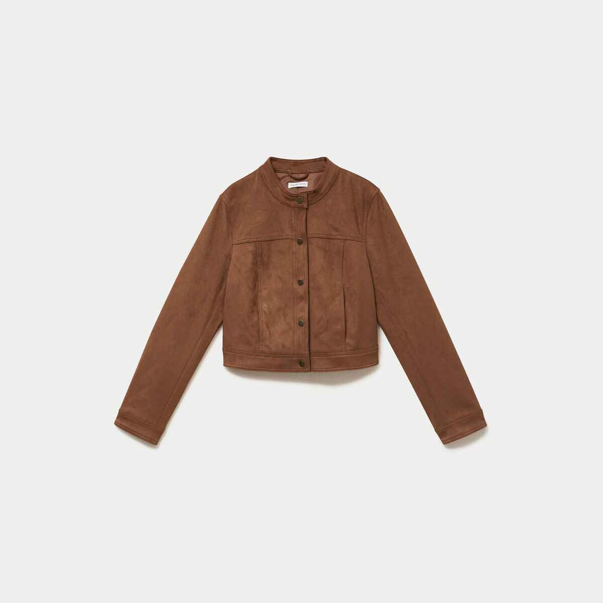 Veste biker ajust&eacute;e aspect daim marron femme