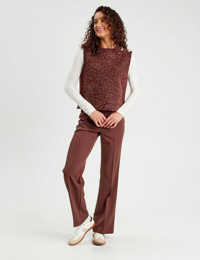 Pull sans manches marron foncé femme