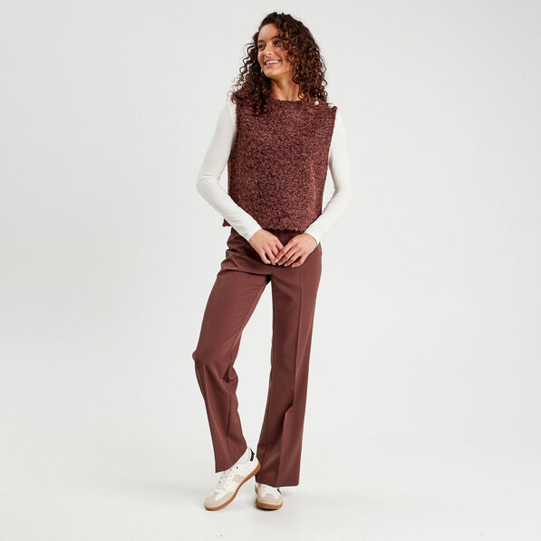 pull sans manches marron fonce femme Pull sans manches marron foncé femme