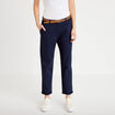 Pantalon chino 7/8&egrave;me bleu marine femme