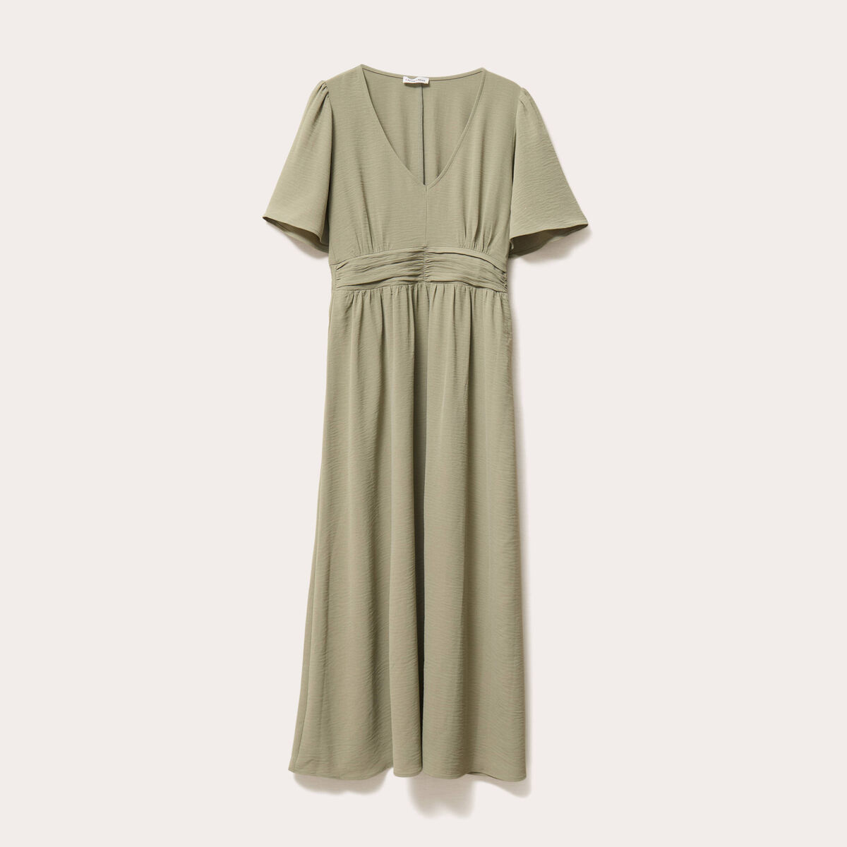 Robe longue évasée vert kaki femme
