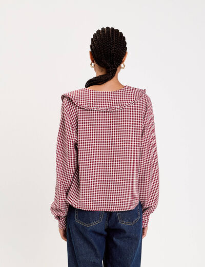Blouse col claudine bordeaux femme