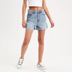 Short droit en jean destroy denim stone femme