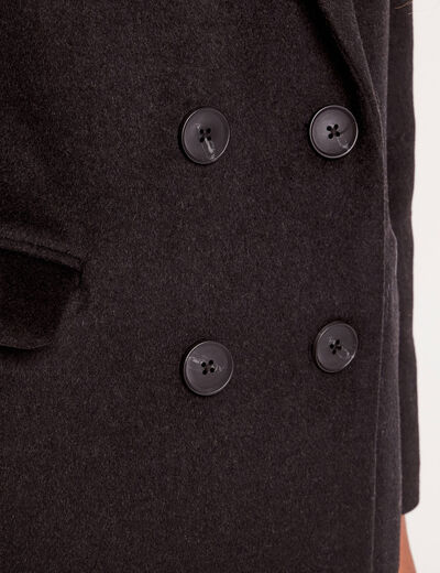Manteau droit boutonné noir femme