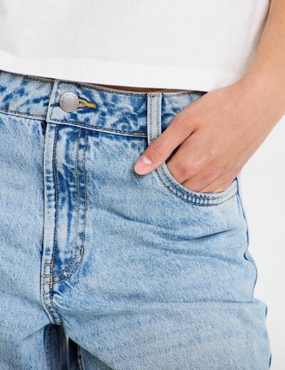 Jean coupe large denim triple stone femme