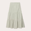 Jupe longue trapèze vert kaki femme