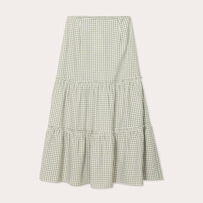 Jupe longue trapèze vert kaki femme