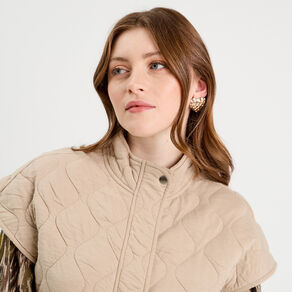 veste sans manches matelassee taupe femme Veste sans manches matelassée taupe femme