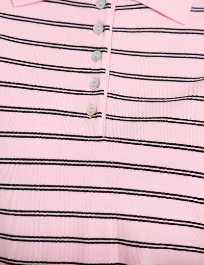 Polo manches courtes col chemise rose femme