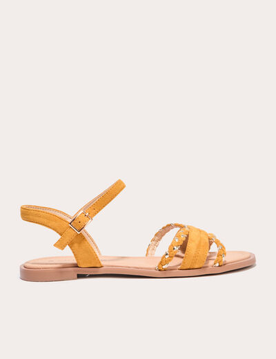 Sandales plates jaune or femme